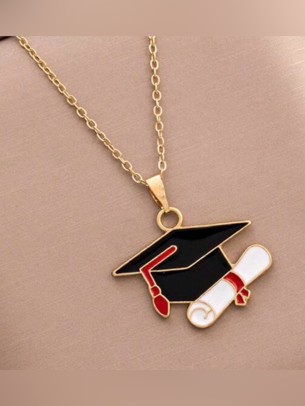 Graduation Cap & Diploma Pendant Necklace